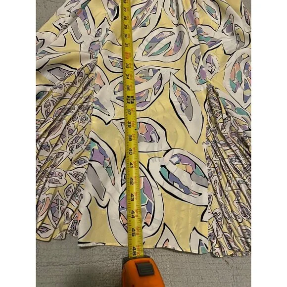 Vintage Anthony Sicari Ruffle Midi Dress Made in USA 80s Pastel Abstract Print P - Picture 4 of 12